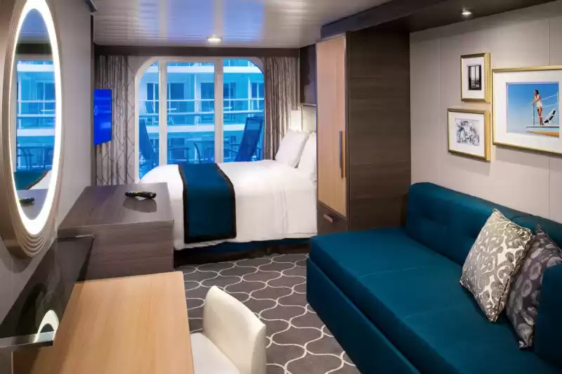 Cabina comunicada con vista al mar y balcón